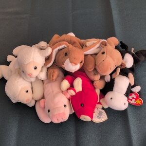 Lot Of Vintage Ty Beanie Babies - Farm Animals